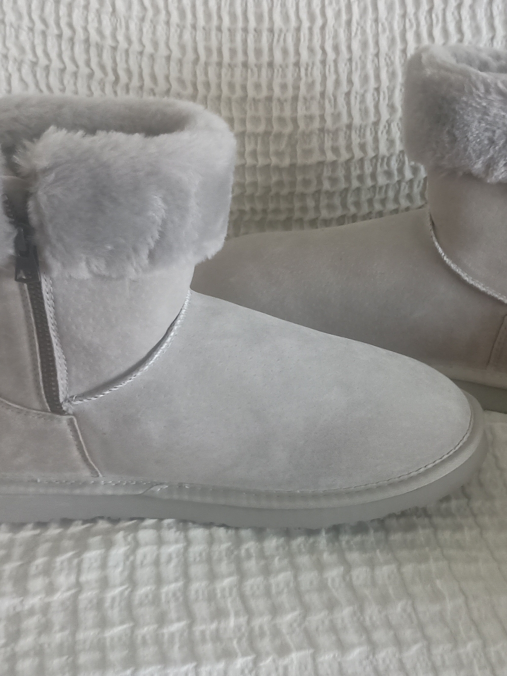 Lamo Light Tan Faux-Fur Ankle Boots
